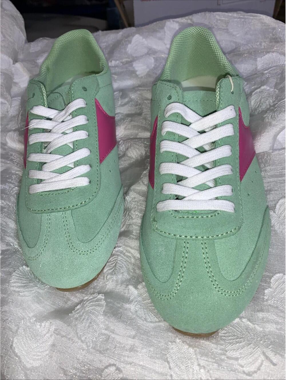 Mila Paoli Mint Green and Pink Women’s Sneakers